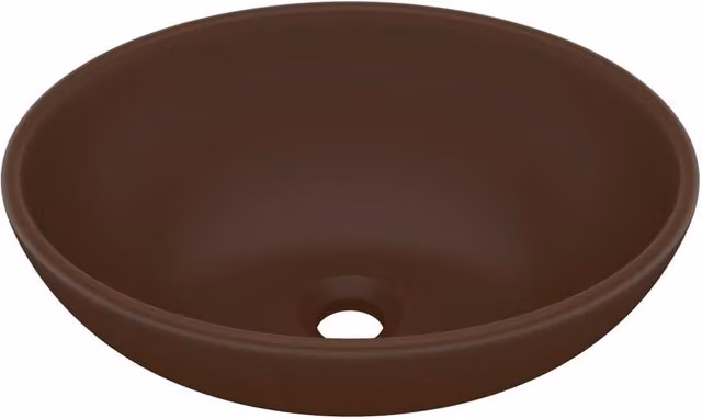 Berkfield Home Luxury Oval Ceramic Basin in Matt Dark Brown, W: 40 cm, D: 33 cm – 1