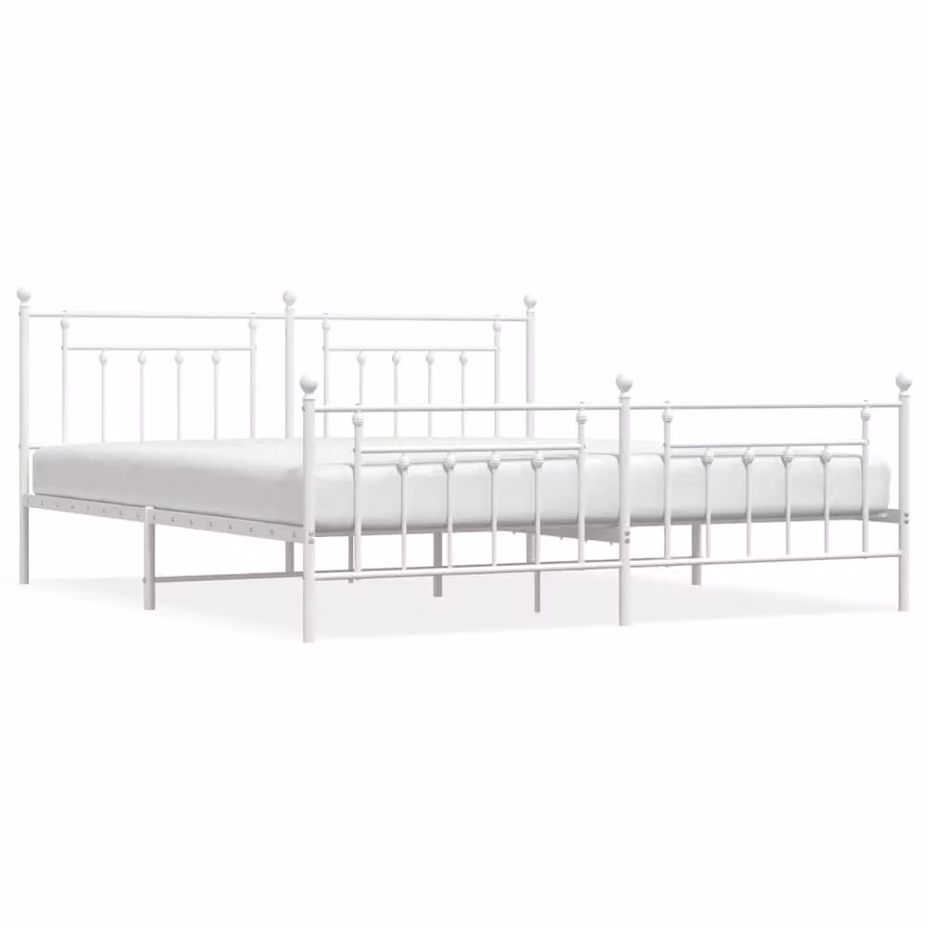 Berkfield Home Metal Bed Frame with Headboard and Footboard in White, 200 x 200 cm – 2