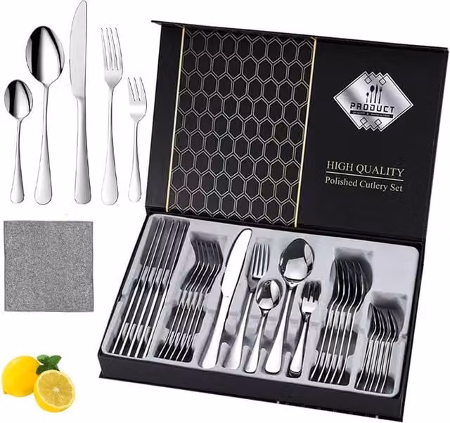 Hinsinc 30-Piece Polished Stainless Steel Cutlery Dinner Set in Silver