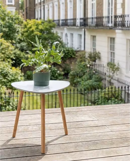 Noa and Nani Modern Round Grey Pine and MDF Laminate Side Table for Garden, Terrace or Balcony