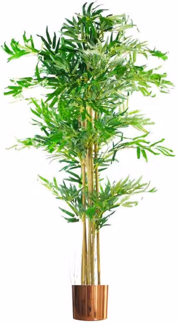 Dyzi Artificial Bamboo Tabletop Tree with Metal Planter in Green and Brown