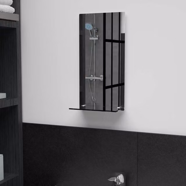 Berkfield Home Minimalist Rectangular Wall Mirror with Shelf in Silver, W: 40 cm, H: 20 cm