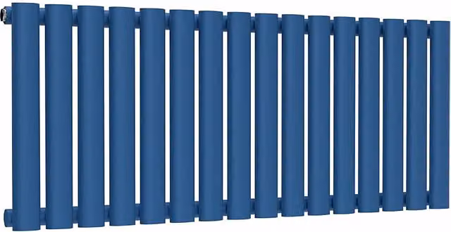 Lux Heat Oval Horizontal Single Wall Mounted Radiator in Galaxy Blue, W: 96.0 cm, H: 40.0 cm