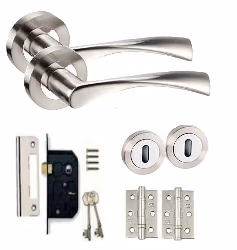 Golden Grace Twist Astrid Door Handles Lock Set in Duo Chrome Gold and Silver Finish