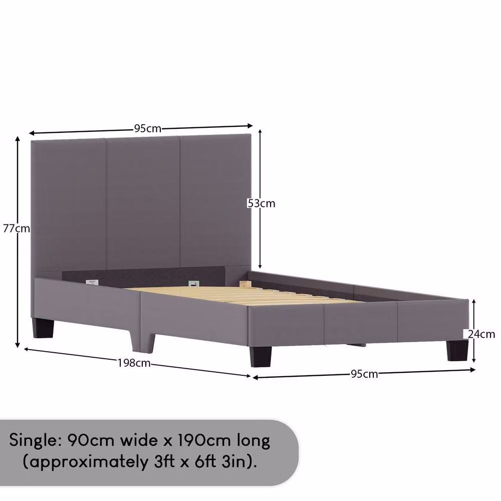 HD Designs Lisbon Single Upholstered Bed Frame with Storage in Grey – 2
