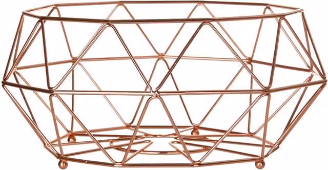 Orsina Gold Finish Geometric Iron Fruit Basket and Serving Bowl – 1