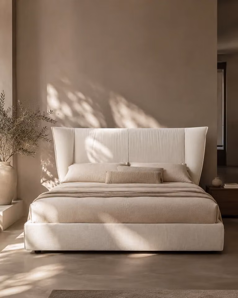 Tommy Franks Modern Upholstered King Size Bed in Beige, W/D/H: 150 x 200 cm