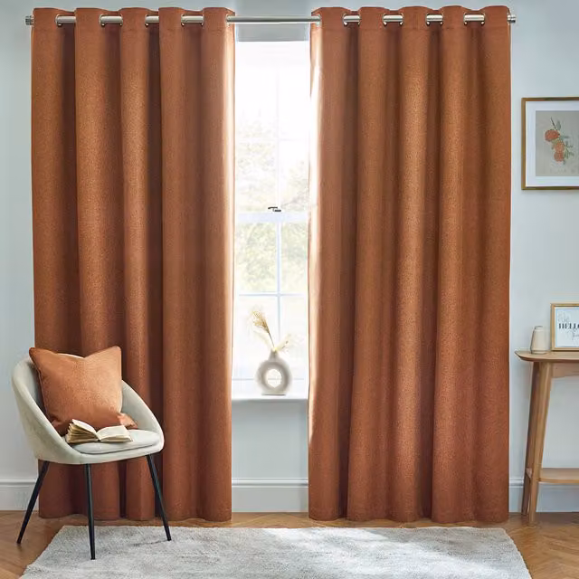 Make It A Home Dawn Textured Red Blackout Eyelet Curtains, Height: 229 cm