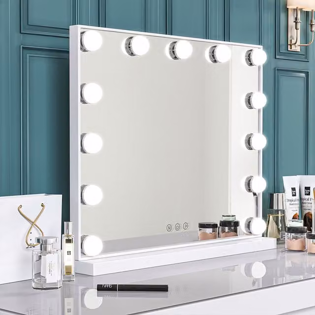 Livingandhome Hollywood Standard Vanity Mirror with LED in White