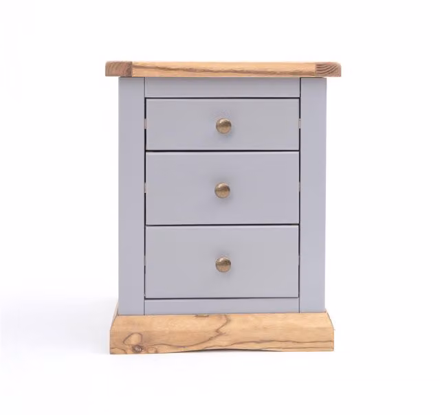 Cabinet Bits Biccari 3 Drawer Bedside Cabinet in Grey Ash with Gold Details