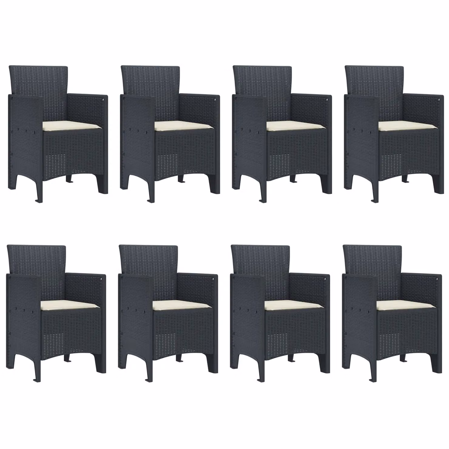 Berkfield Home 9 Piece Anthracite Poly Rattan Garden Dining Set with Cushions – 4