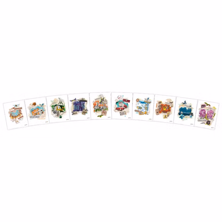 FaNaTtik Harry Potter Limited Edition Lithograph Set of 10 Multicolour Paper Art Prints, W/H: 27.94 x 35.5 cm