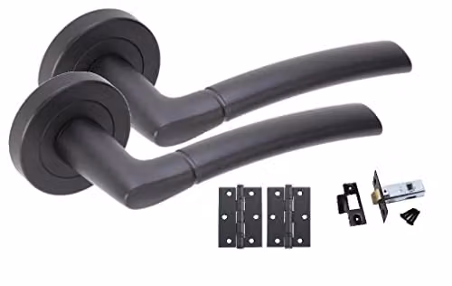 Golden Grace Indiana Lever Door Handles in Matt Black Finish, 4 Pairs – 2