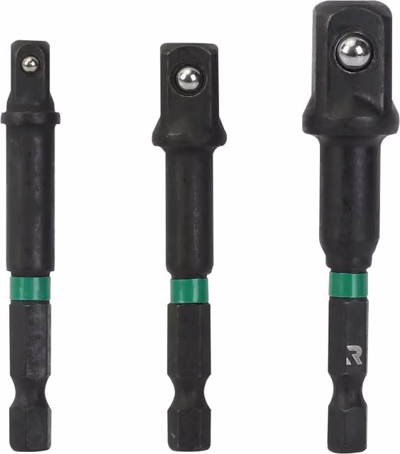 Rikä 3-Piece 1/4 Inch Hex-to-Square Shockware Socket Adaptor Set in Black