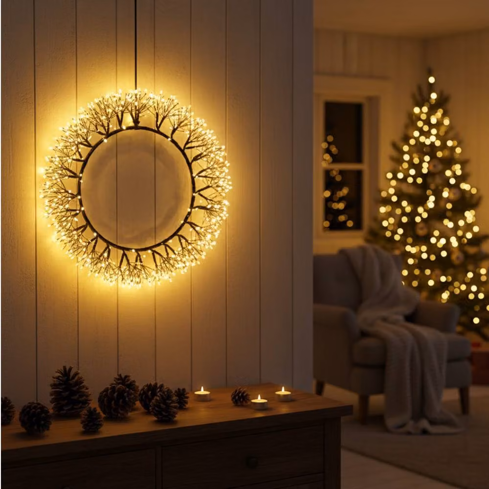 Pegdev Outdoor Metal Christmas Wreath with 900 Warm White LEDs, Diameter: 35 cm – 2