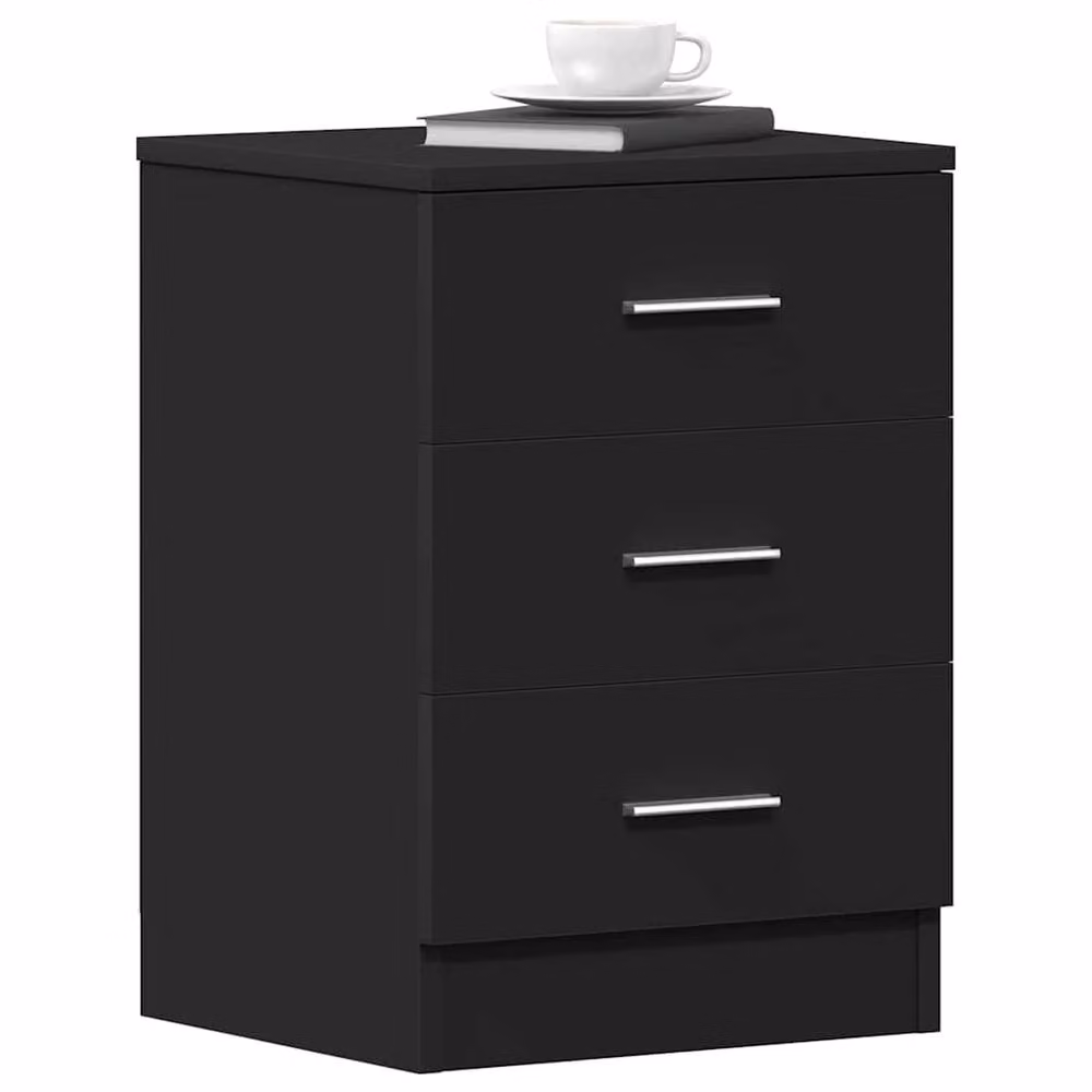 Berkfield Home Black Bedside Cabinet in Engineered Wood W/D/H: 38 x 35 x 56 cm – 4