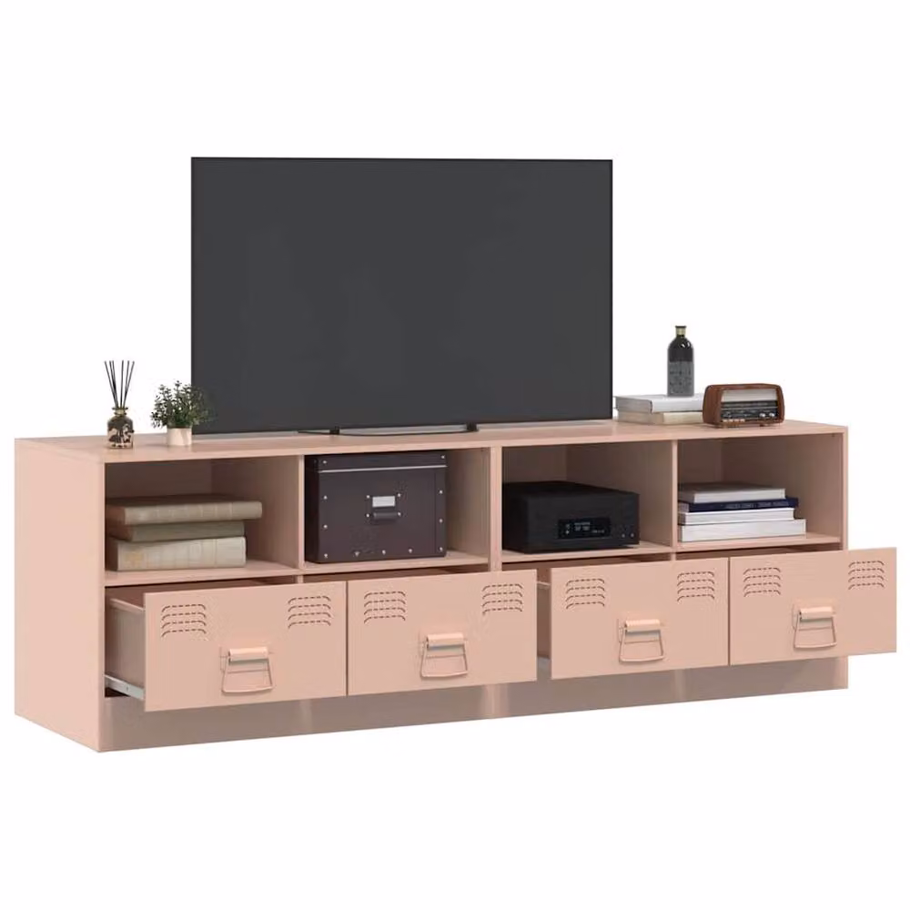 Berkfield Home Set of 2 Pink Metal TV Cabinets, W/D/H: 67 x 39 x 44 cm – 3