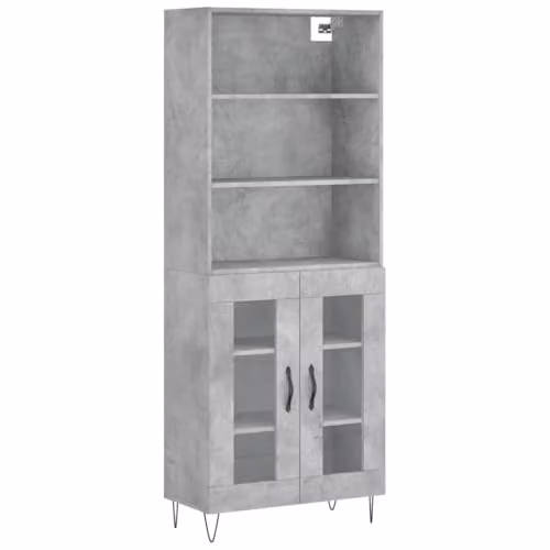 vidaXL Modern Highboard in Concrete Grey, W/D/H: 69.5 x 34.0 x 180.0 cm