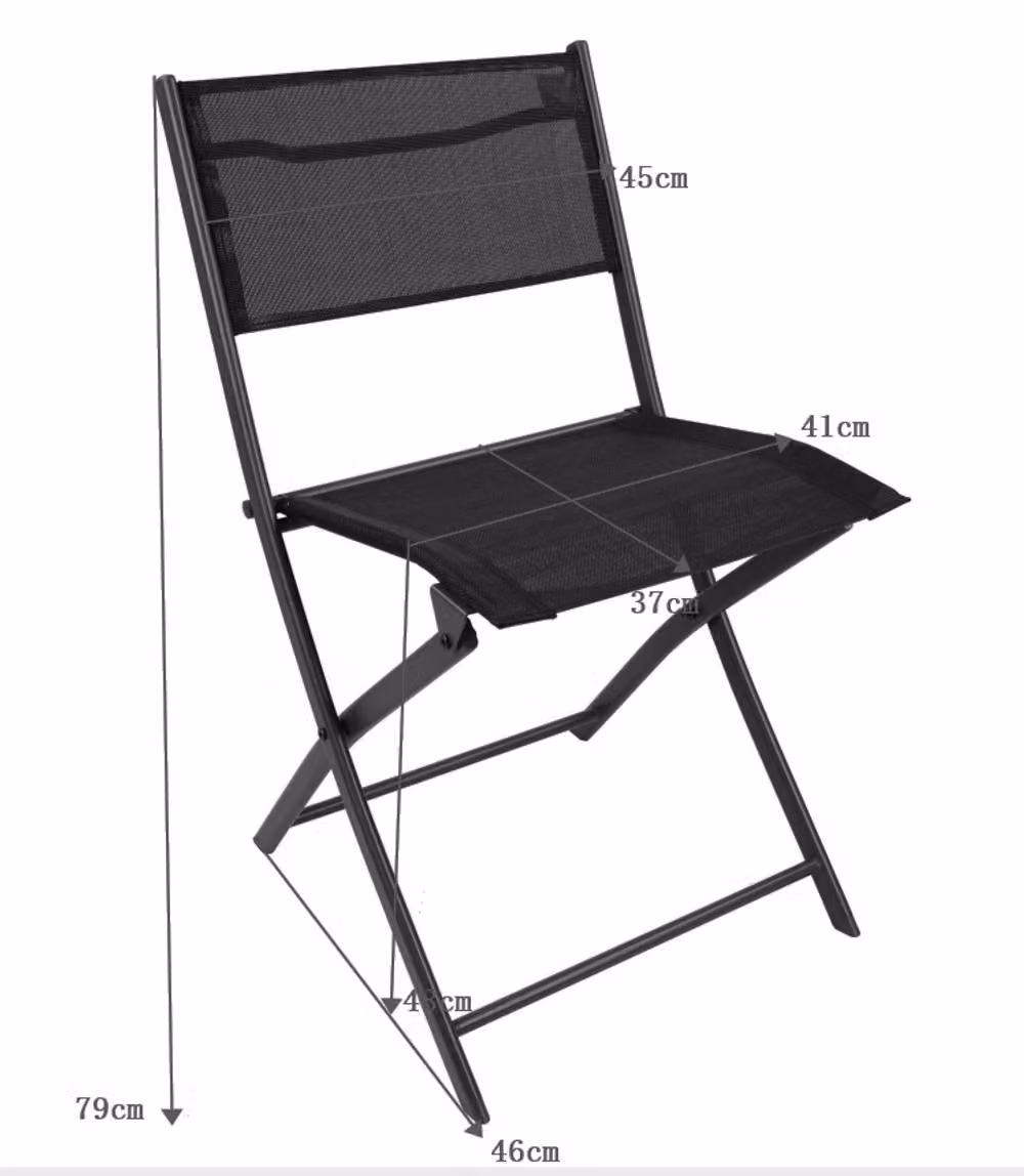 VCM Sumila 2-piece Black Metal Folding Garden Chairs – 4