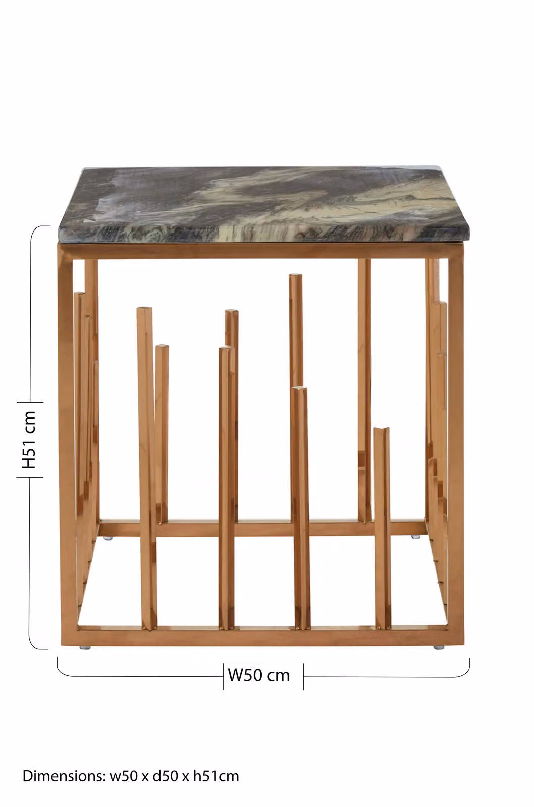 Orsina Square Side Table with Black Marble Top and Gold Finish, W/D/H: 50 x 50 x 51 cm – 2