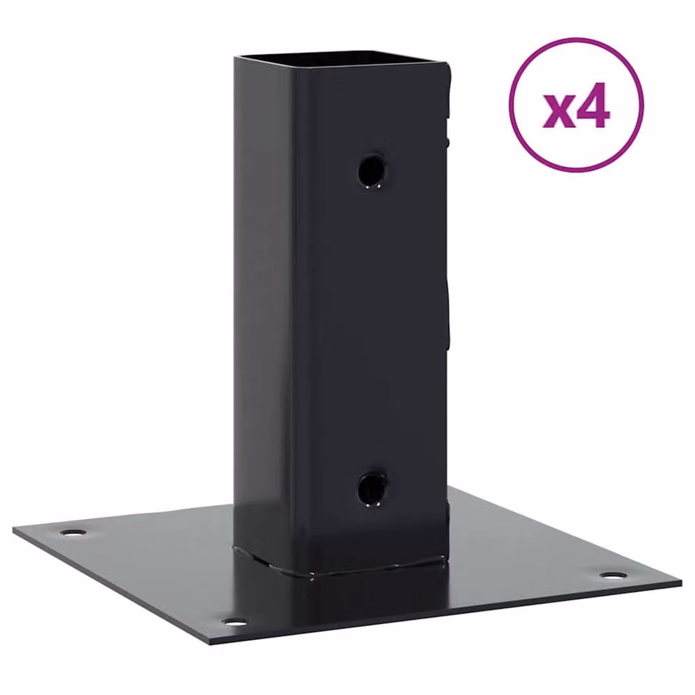Berkfield Home Square Post Bases, 4 Pack, Anthracite, Powder-coated Steel, 46 x 46 mm – 1