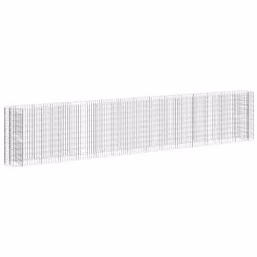 vidaXL Silver Galvanised Steel Stone Gabion Raised Bed W: 540 cm, D: 50 cm, H: 100 cm