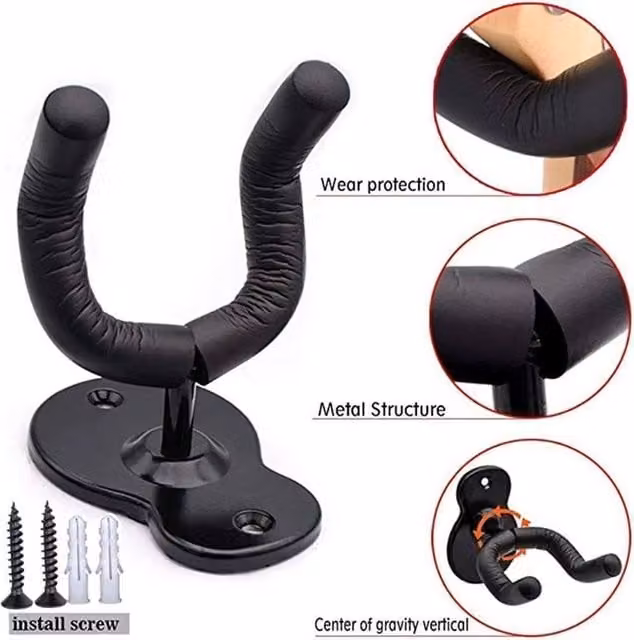 SPETLEK Black Metal Guitar Wall Mount Hanger Hook