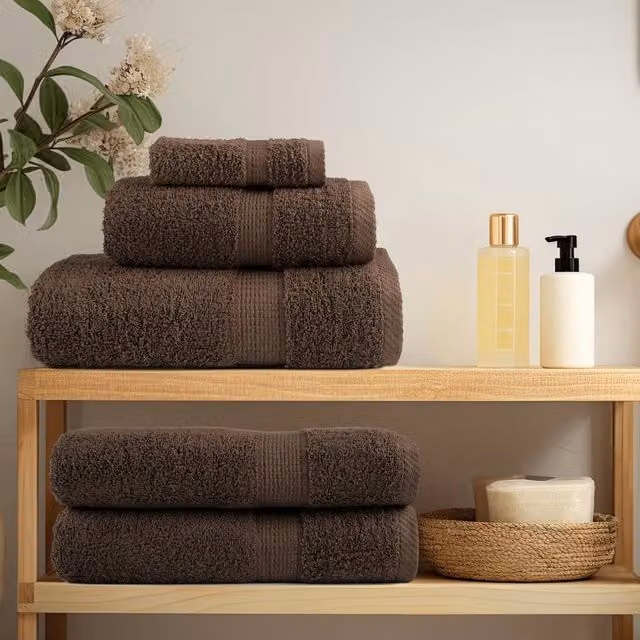 Berkfield Home SOLUND Premium Cotton Terry Guest Towels, Brown, 4 Pack, W: 30 cm x H: 50 cm, 600gsm