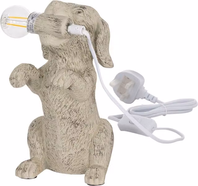 First Choice Lighting Rufus Natural Dog Table Lamp in Brown and Beige