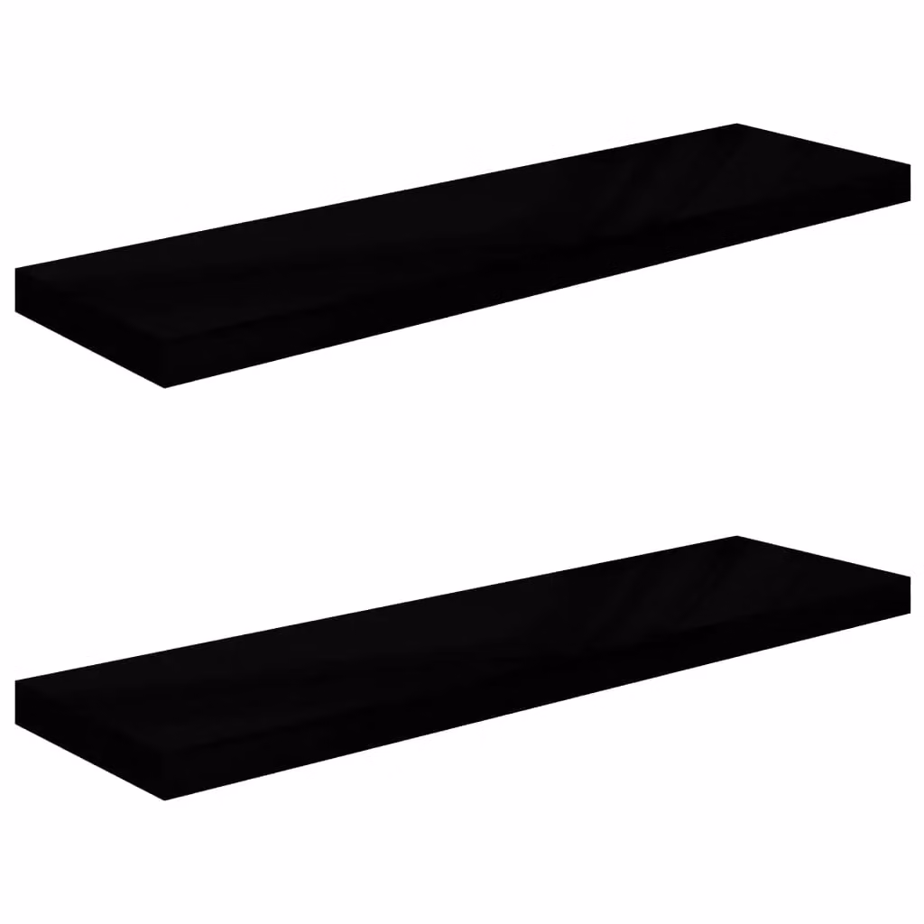 Berkfield Home Floating Wall Shelves, 2 Piece Set, High Gloss Black, W: 90 cm, D: 23.5 cm, H: 3.8 cm – 2