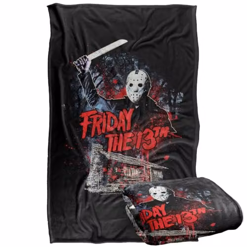 Warner Bros. Friday The 13th Cabin Silky Touch Super Soft Fleece Throw Blanket, Multicolour, W: 91.44 cm x D: 147 cm