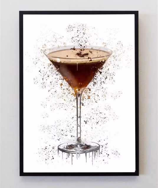 Pics and Squiggles Espresso Martini Abstract Splatter Art Print, Brown, A5 Paper Poster