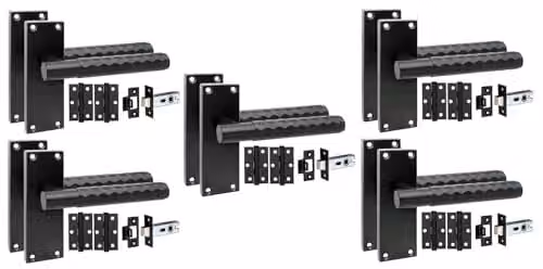 Golden Grace Victorian Knurled Long Backplate Door Handle Set in Matt Black, 5 Pairs – 1