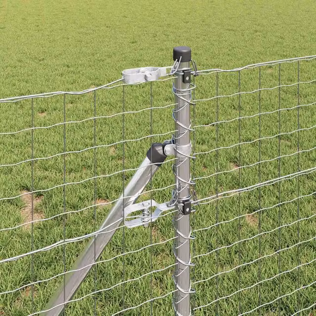 Berkfield Home 26 Piece Set of Round Galvanised Steel Fence Posts in Silver, Height: 100 cm, Diameter: 32 mm