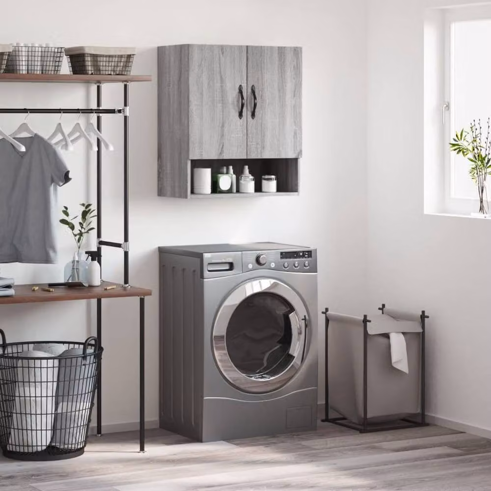 Berkfield Home Wall Mounted Cabinet in Grey Sonoma, W/D/H: 60 x 31 x 70 cm – 2