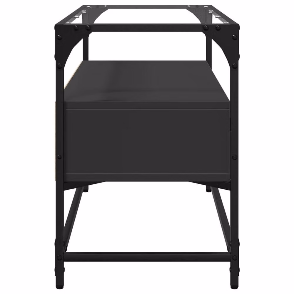 Berkfield Home Black TV Cabinet with Glass Top and Engineered Wood, W/D/H: 80 x 35 x 51 cm – 4