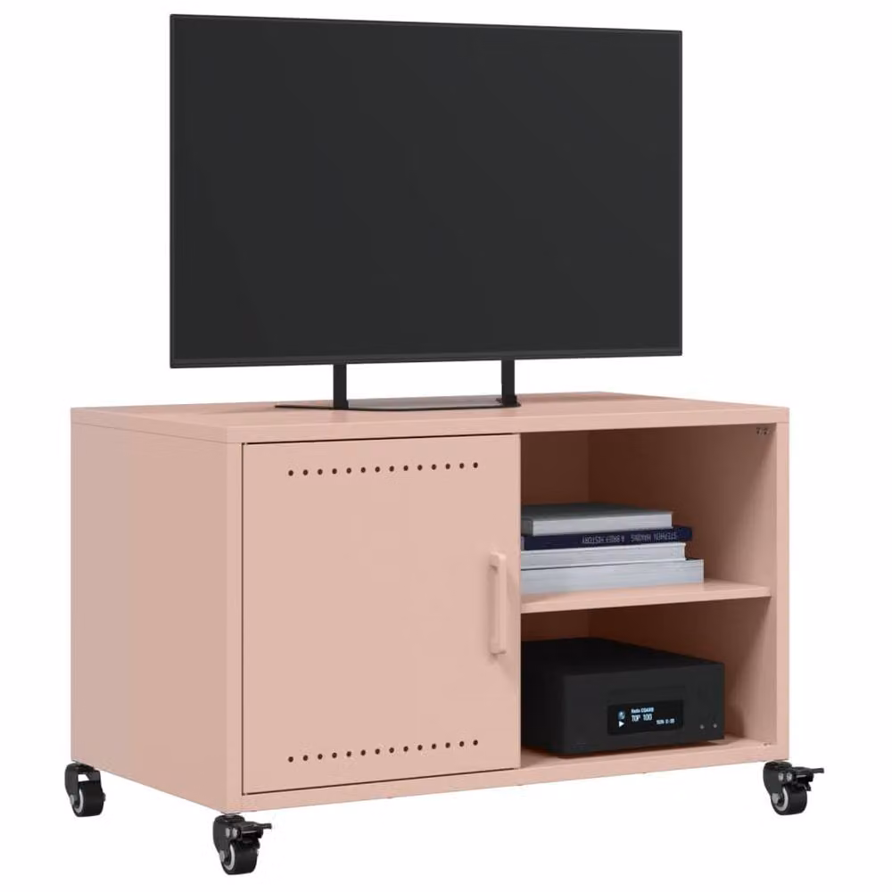 Berkfield Home Modern Pink Metal TV Cabinet W: 68 cm, D: 39 cm, H: 43.5 cm – 4