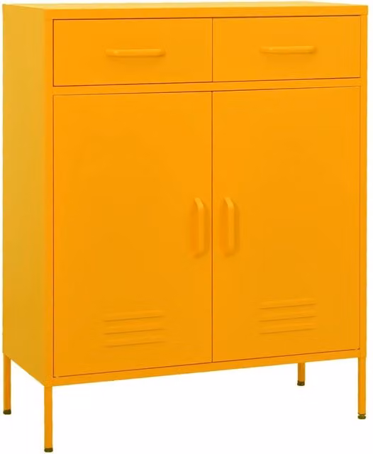 Berkfield Home Steel Storage Cabinet in Mustard Yellow, W: 80 cm, D: 35 cm, H: 101.5 cm