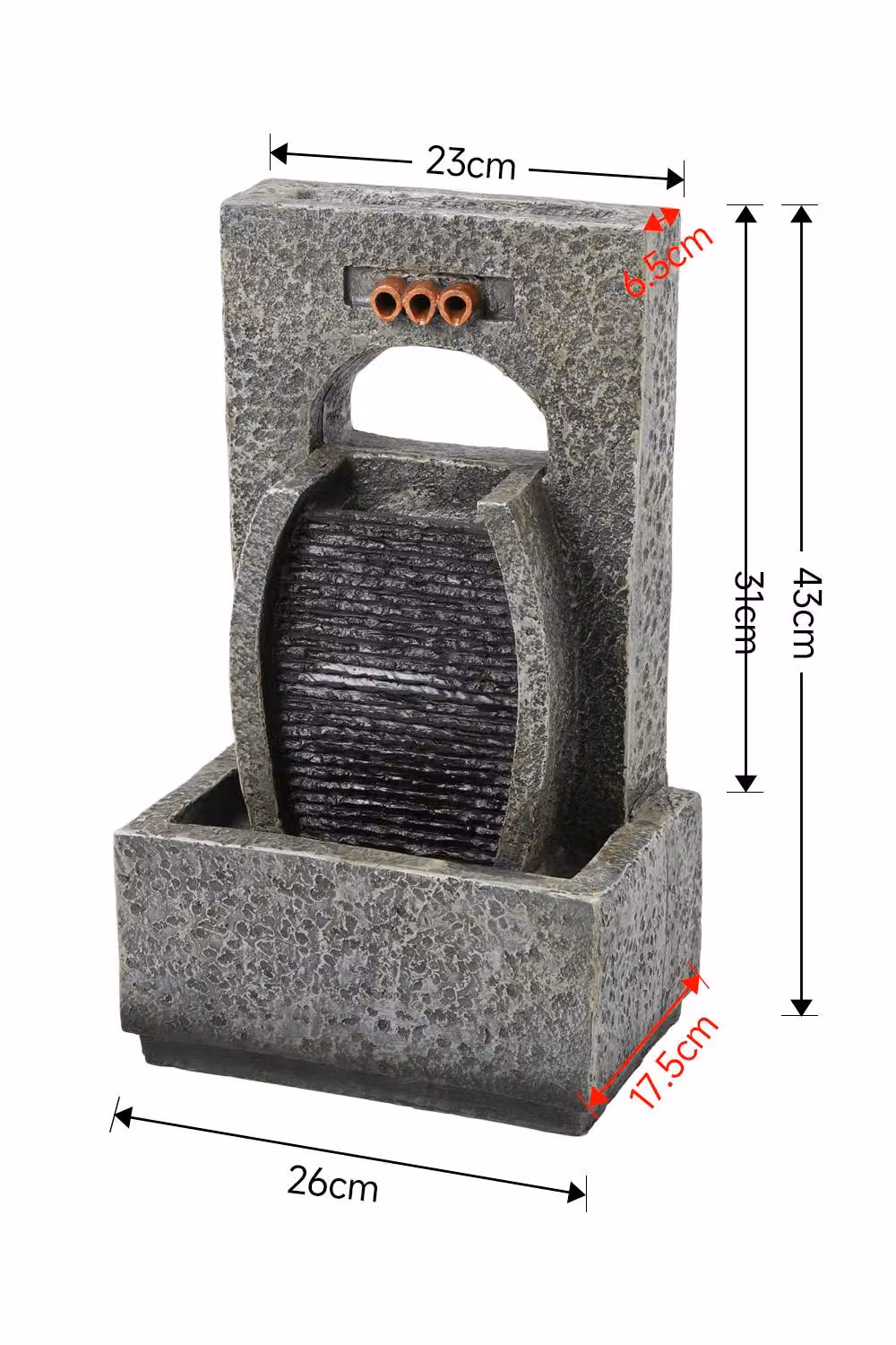 Garden Sanctuary Solar-Powered Rectangular Tabletop Water Fountain in Brown and Grey Stone – 5