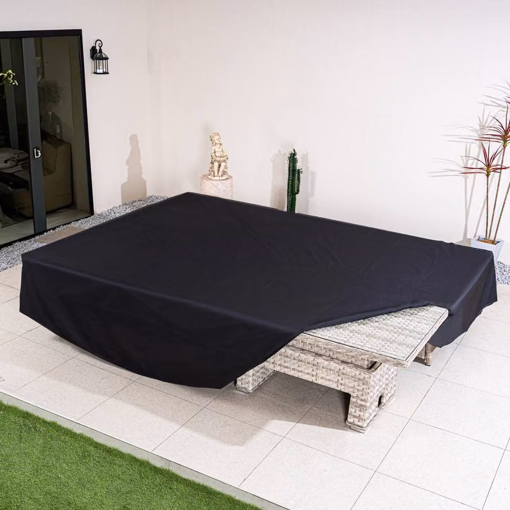 Direct Wicker Black Polyester Garden Protective Cover for Oval or Rectangular Sets – 2