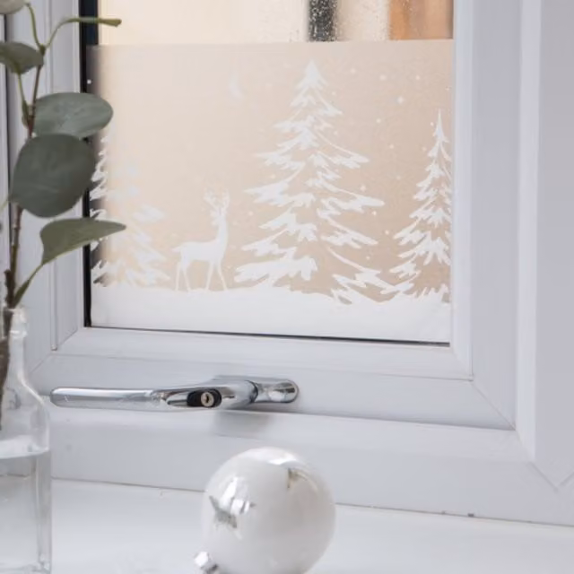 dc fix Winter Xmas Forest Static Cling Window Border in White