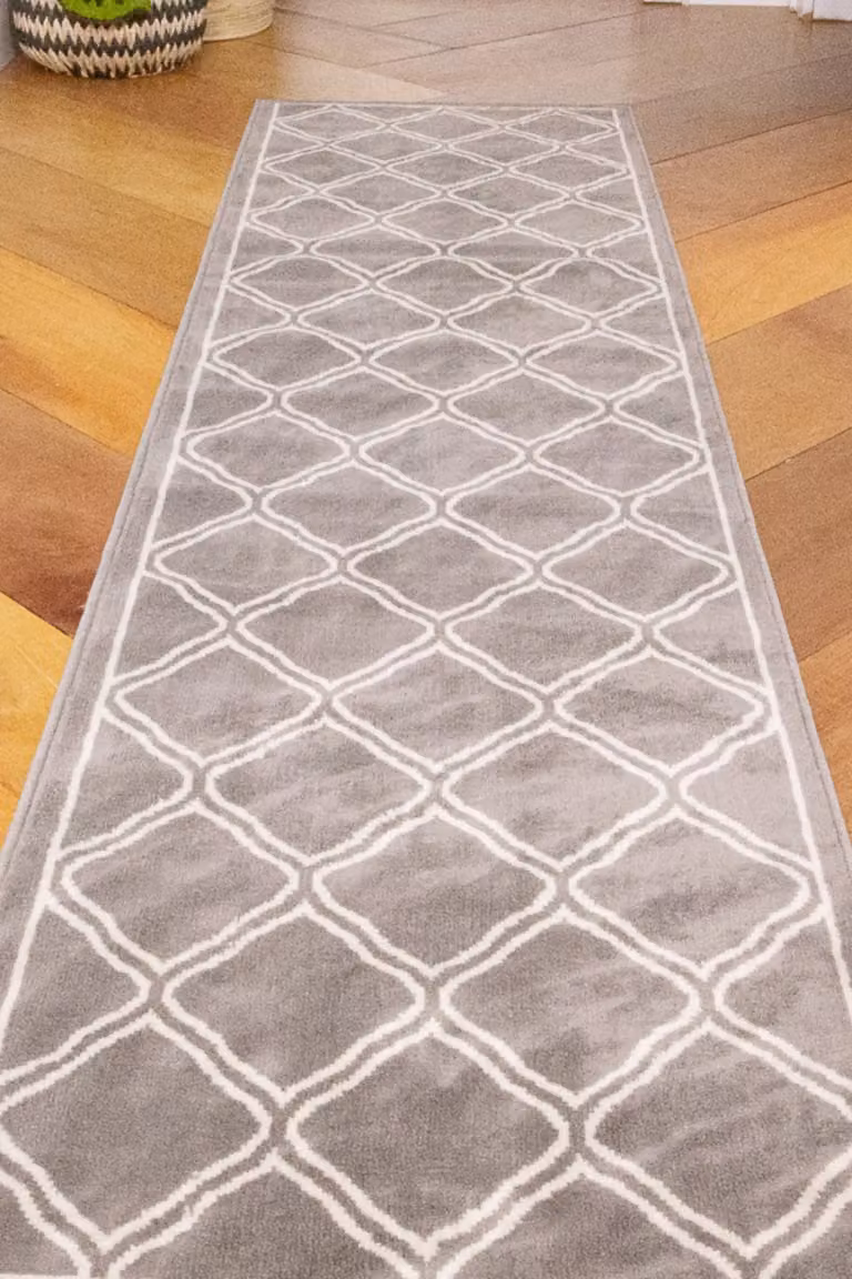 Kukoon Grey Modern Trellis Abstract Bordered Living Room Area Rug, W: 200 cm, D: 290 cm