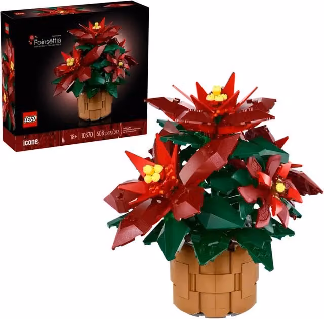 LEGO Icons Poinsettia 10370 Creative Nature Building Set in Red, Green and Yellow