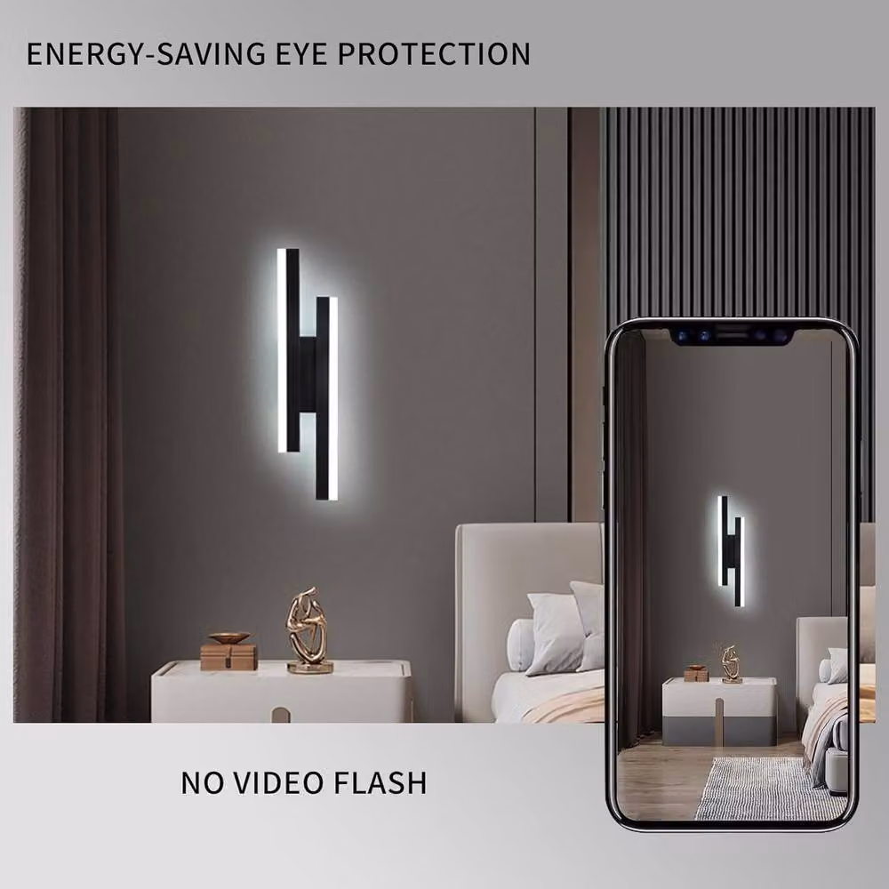 Goeco Modern LED Wall Light, 16W Up and Down Linear Bar Lamp, 6500K Cool White, Black – 5