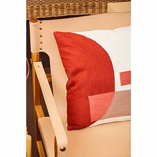 Orsina Red and White Tonal Cotton Square Cushion, W45 x D5 x H45 cm – 7