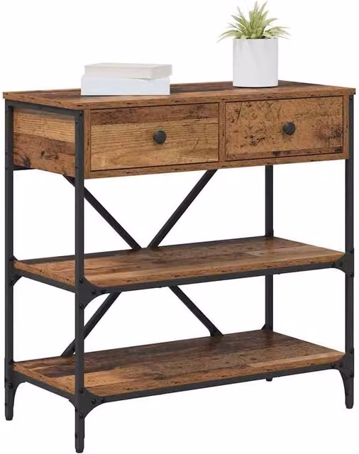 Berkfield Home Elegant Console Table in Brown Old Wood, W/D/H: 75 x 34.5 x 75 cm