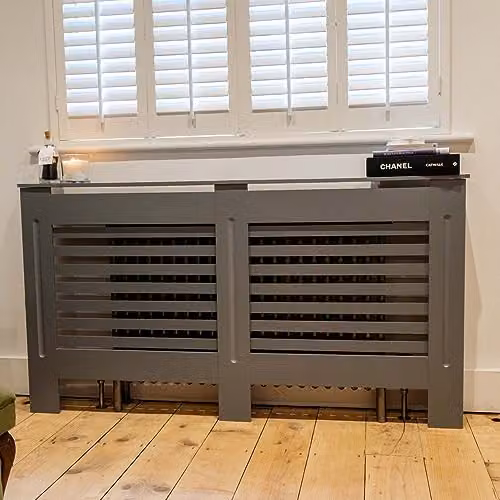 Airwave Large Horizontal Line Style Radiator Cover in Matt Grey Painted MDF – 2