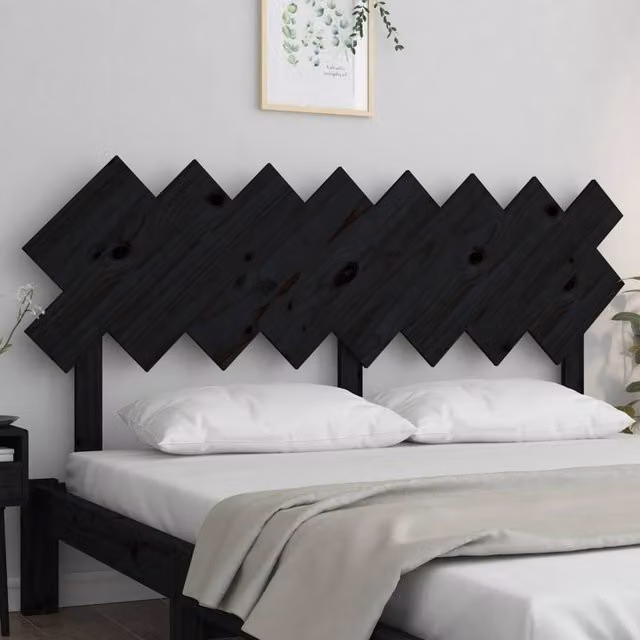 Berkfield Home Beautiful Bed Headboard in Black Solid Pine Wood, W: 159.5 cm, D: 3 cm, H: 80.5 cm – 1