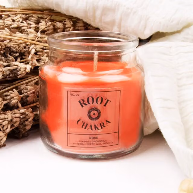 Myga Chakra Root Scented Tabletop Candle in Red with Floral Notes