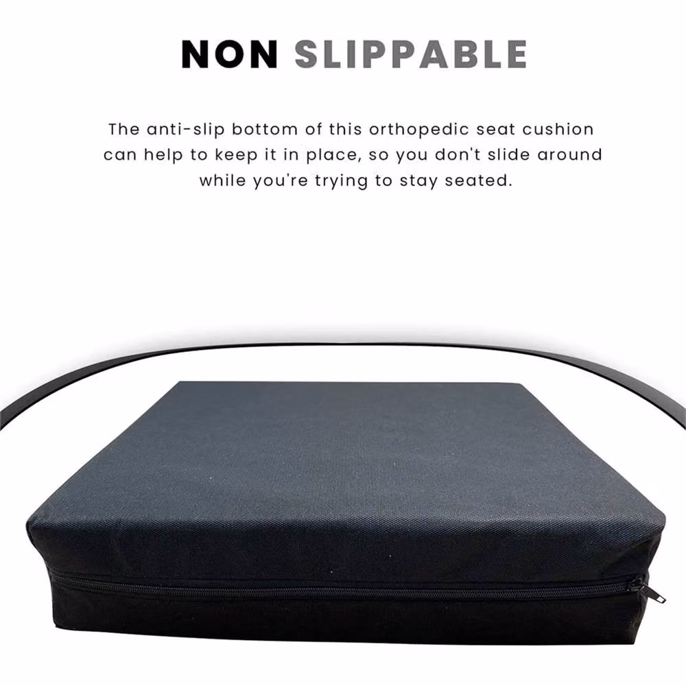 Nordara Black Orthopaedic Memory Foam Cushion with Faux Leather Cover, Antibacterial and Breathable, W/D/H: 40 x 40 x 7.62 cm – 6